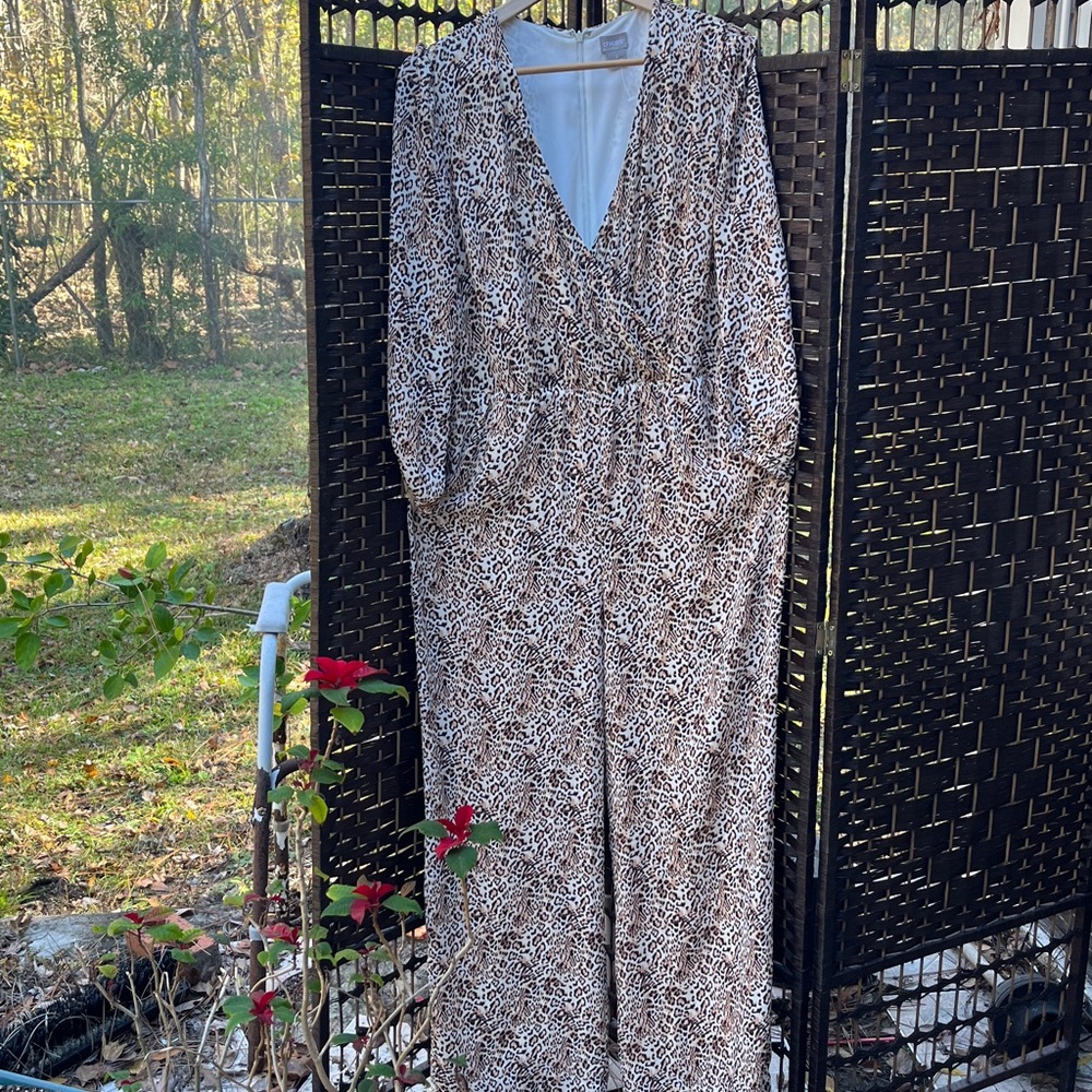 Animal print jumpsuit by Chico inner lining for those chilly nights